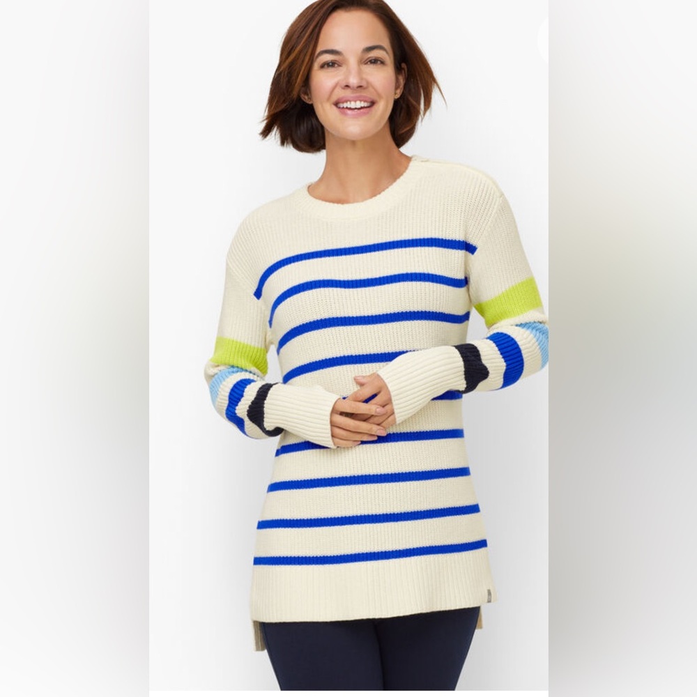 T by Talbots multi striped crewneck sweater pullover new Size 2X MSRP $108
